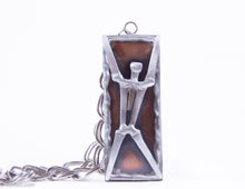 Load image into Gallery viewer, VINTAGE SWANK MIXED METALS ABSTRACT MALE FIGURE MEDALLION SILVERTONE LINK CHAIN NECKLACE - 1960s