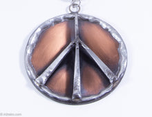 Load image into Gallery viewer, VINTAGE MEN&#39;S SWANK MIXED METALS PEACE SIGN MEDALLION/ PENDANT SILVERTONE CHAIN NECKLACE - 1960S
