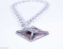 Load image into Gallery viewer, VINTAGE MEN'S SWANK MIXED METALS ABSTRACT FIGURE MEDALLION/PENDANT NECKLACE WITH SILVERTONE CHAIN - 1960s