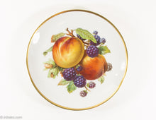 Load image into Gallery viewer, VINTAGE PORCELAIN GERMAN FRUIT PLATES WITH GOLD RIM / SET OF 8
