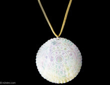 Load image into Gallery viewer, VINTAGE ARTISAN DESIGNED ETCHED MOTHER OF PEARL CIRCLE PENDANT NECKLACE
