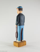 Load image into Gallery viewer, VINTAGE WOODEN HAND CARVED PAINTED FIGURINE/ STATUE 'GOLF BAG AND CLUBS' GOLFER SMOKING CIGAR