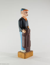 Load image into Gallery viewer, VINTAGE WOODEN HAND CARVED PAINTED FIGURINE/ STATUE 'GOLF BAG AND CLUBS' GOLFER SMOKING CIGAR