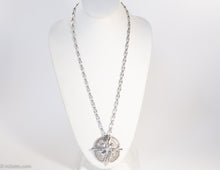 Load image into Gallery viewer, VINTAGE SIGNED MONET SILVERTONE MODERNIST LONG PENDANT/ NECKLACE