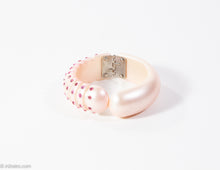 Load image into Gallery viewer, VINTAGE PEARLIZED PINK PLASTIC RHINESTONE CLAMPER BRACELET (UNSIGNED WEISS?) - 1950s