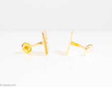 Load image into Gallery viewer, VINTAGE ICONIC PIERRE CARDIN DESIGNER GOLDTONE LOGO CUFFLINKS/ ORIGINAL BOX - 1960s