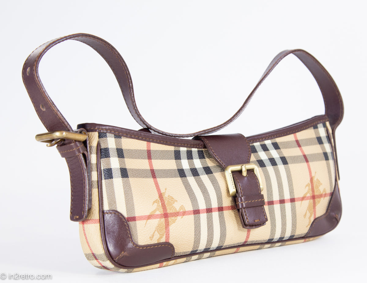 VINTAGE AUTHENTIC BURBERRY SIGNATURE HAYMARKET CHECK SHOULDER BAG – in2retro