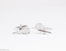 Load image into Gallery viewer, VINTAGE HURRAY SPORTS SILVERTONE TENNIS RACKET CUFFLINKS/ NEW IN BOX
