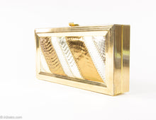 Load image into Gallery viewer, VINTAGE MARGOLIN METALLIC SNAKE GOLD TONE HARD CASE CLUTCH BAG | 1980s
