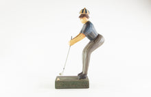 Load image into Gallery viewer, HAND CRAFTED / PAINTED WOODEN GOLFER 'PUTTING A BALL' CARVED SCULPTURE/FIGURINE