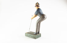 Load image into Gallery viewer, HAND CRAFTED / PAINTED WOODEN GOLFER 'PUTTING A BALL' CARVED SCULPTURE/FIGURINE