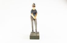 Load image into Gallery viewer, HAND CRAFTED / PAINTED WOODEN GOLFER &#39;PUTTING A BALL&#39; CARVED SCULPTURE/FIGURINE
