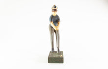 Load image into Gallery viewer, HAND CRAFTED / PAINTED WOODEN GOLFER 'PUTTING A BALL' CARVED SCULPTURE/FIGURINE
