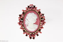 Load image into Gallery viewer, VINTAGE OVAL JEWELED BORDER CAMEO PIN/BROOCH
