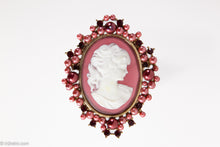 Load image into Gallery viewer, VINTAGE OVAL JEWELED BORDER CAMEO PIN/BROOCH
