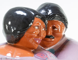 EXTREMELY RARE VINTAGE 'A LITTLE CO' © 1986 HISPANIC COUPLE EMBRACING CERAMIC COOKIE JAR