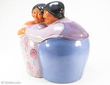 Load image into Gallery viewer, EXTREMELY RARE VINTAGE 'A LITTLE CO' © 1986 HISPANIC COUPLE EMBRACING CERAMIC COOKIE JAR