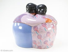 Load image into Gallery viewer, EXTREMELY RARE VINTAGE 'A LITTLE CO' © 1986 HISPANIC COUPLE EMBRACING CERAMIC COOKIE JAR