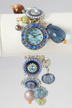 Load image into Gallery viewer, LADIES BORA MOTHER OF PEARL STRETCH BLUE DANGLES CHA CHA WRISTWATCH BRACELET