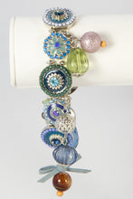 Load image into Gallery viewer, LADIES BORA MOTHER OF PEARL STRETCH BLUE DANGLES CHA CHA WRISTWATCH BRACELET