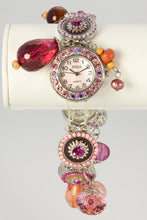Load image into Gallery viewer, LADIES BORA MOTHER OF PEARL STRETCH PINK DANGLES CHA CHA WRISTWATCH BRACELET
