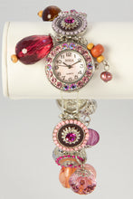 Load image into Gallery viewer, LADIES BORA MOTHER OF PEARL STRETCH PINK DANGLES CHA CHA WRISTWATCH BRACELET