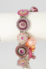 Load image into Gallery viewer, LADIES BORA MOTHER OF PEARL STRETCH PINK DANGLES CHA CHA WRISTWATCH BRACELET