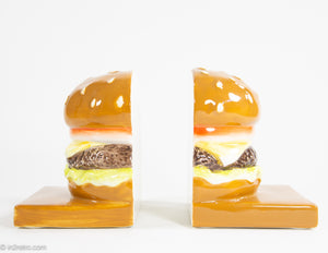 CERAMIC CHEESE BURGER BOOKENDS (ADVERTISING?)