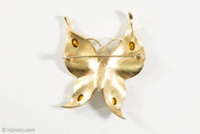 Load image into Gallery viewer, VINTAGE CROWN TRIFARI BRUSHED GOLD SMOKY RHINESTONES BUTTERFLY PIN/BROOCH - 1950s

