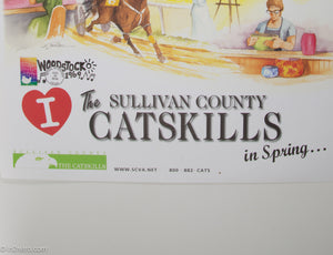 RARE POSTER 'I LOVE THE SULLIVAN COUNTY CATSKILLS IN SPRING' WOODSTOCK 50TH ANNIVERSARY POSTAGE STAMP