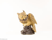 Load image into Gallery viewer, HAND PAINTED RESIN POTTERY HORNED OWL STATUE/SCULPTURE/FIGURINE
