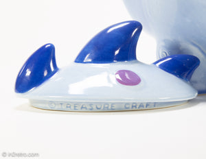 VINTAGE LARGE CUTE BLUE DINOSAUR COOKIE JAR BY TREASURE CRAFT | ORIGINAL BOX | MADE IN U.S.A