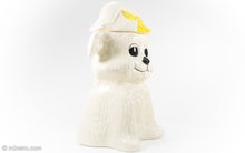 Load image into Gallery viewer, DORANNE OF CALIFORNIA CERAMIC RARE PUPPY WITH YELLOW BOW COOKIE JAR | 1950s-1970s