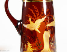 Load image into Gallery viewer, FRIEDERICH EGERMANN CZECH BOHEMIAN ETCHED 24K GOLD LEAF & CRYSTAL 7 PIECE SET | 1 PITCHER & 6 GLASS SET | VINTAGE