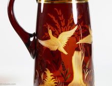 Load image into Gallery viewer, FRIEDERICH EGERMANN CZECH BOHEMIAN ETCHED 24K GOLD LEAF & CRYSTAL 7 PIECE SET | 1 PITCHER & 6 GLASS SET | VINTAGE