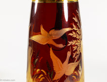 Load image into Gallery viewer, FRIEDERICH EGERMANN CZECH BOHEMIAN ETCHED 24K GOLD LEAF & CRYSTAL 7 PIECE SET | 1 PITCHER & 6 GLASS SET | VINTAGE