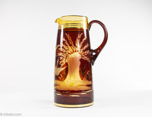 Load image into Gallery viewer, FRIEDERICH EGERMANN CZECH BOHEMIAN ETCHED 24K GOLD LEAF & CRYSTAL 7 PIECE SET | 1 PITCHER & 6 GLASS SET | VINTAGE