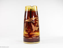 Load image into Gallery viewer, FRIEDERICH EGERMANN CZECH BOHEMIAN ETCHED 24K GOLD LEAF & CRYSTAL 7 PIECE SET | 1 PITCHER & 6 GLASS SET | VINTAGE