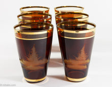 Load image into Gallery viewer, FRIEDERICH EGERMANN CZECH BOHEMIAN ETCHED 24K GOLD LEAF & CRYSTAL 7 PIECE SET | 1 PITCHER & 6 GLASS SET | VINTAGE