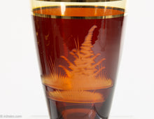 Load image into Gallery viewer, FRIEDERICH EGERMANN CZECH BOHEMIAN ETCHED 24K GOLD LEAF & CRYSTAL 7 PIECE SET | 1 PITCHER & 6 GLASS SET | VINTAGE