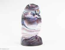 Load image into Gallery viewer, VINTAGE IMPERIAL SWIRLED PURPLE SLAG GLASS FIGURAL OWL COVERED DISH/FIGURINE/STATUE
