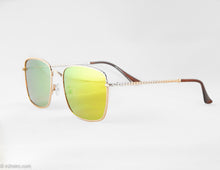 Load image into Gallery viewer, VINTAGE GOLD IRIDESCENT/MIRRORED LENS SUNGLASSES WITH GOLD METAL ROPE STYLE FRAME AND ARMS