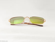 Load image into Gallery viewer, VINTAGE GOLD IRIDESCENT/MIRRORED LENS SUNGLASSES WITH GOLD METAL ROPE STYLE FRAME AND ARMS