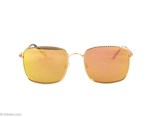 VINTAGE GOLD IRIDESCENT/MIRRORED LENS SUNGLASSES WITH GOLD METAL ROPE STYLE FRAME AND ARMS
