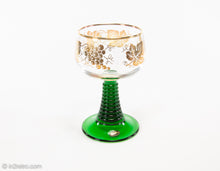 Load image into Gallery viewer, BOCKLING MADE IN GERMANY GREEN BEEHIVE WITH GOLD GRAPES &amp; VINES TRIM GOBLETS | SET OF 6
