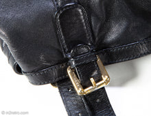 Load image into Gallery viewer, VINTAGE AUTHENTIC GUCCI BLACK LEATHER MEDIUM GOLD TONE GG BRITT TOTE SHOULDER BAG
