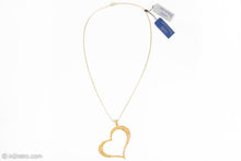Load image into Gallery viewer, VINTAGE GOLD TONE OPEN HEART NECKLACE/PENDANT WITH SWAROVSKI CRYSTALS