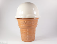 Load image into Gallery viewer, VINTAGE RARE FRANCOMA POTTERY/CERAMIC BRAUM'S DAIRY ICE CREAM CONE COOKIE JAR - 1977
