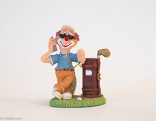 Load image into Gallery viewer, VINTAGE SLAPSTIX CLOWN GOLFER CAST RESIN SCULPTED HAND PAINTED FIGURINE/ STATUE 'PENCIL ME IN' | ORIGINAL TAG - 1999