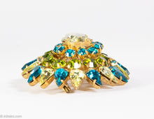Load image into Gallery viewer, VINTAGE AUSTRIA TURQUOISE LIME GREEN AND YELLOW PIN/BROOCH